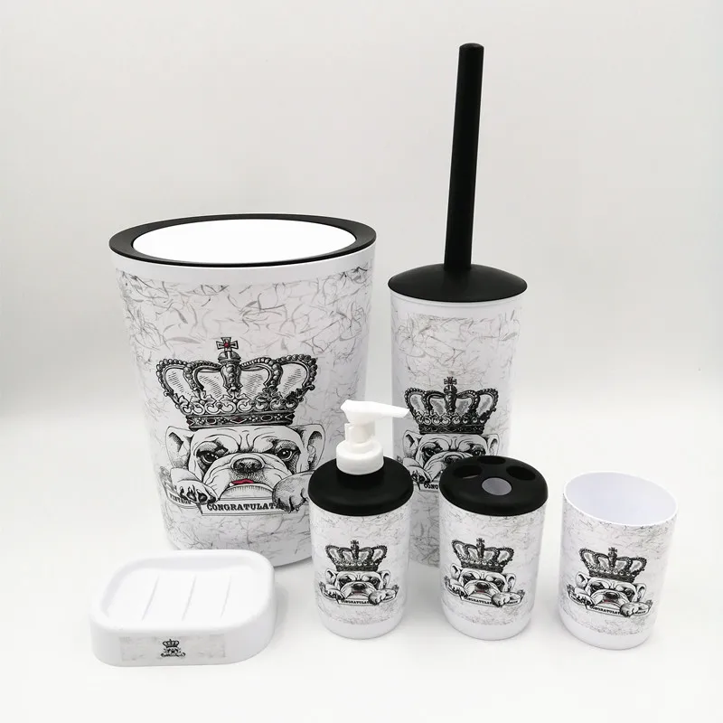 Crown Dog набор для ванной комнаты 6 шт. диспенсер мыла держатель зубной щетки