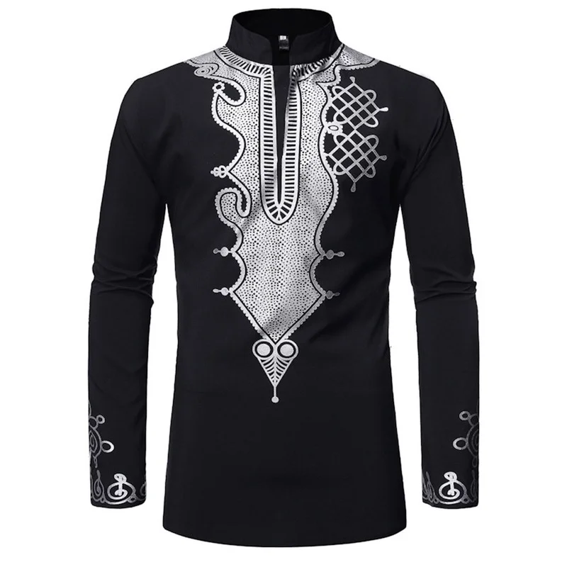 Africa Style Men's Shirt Young Fashion Male Clothing Long Sleeve Shirts Men Fall Dashiki Traditional Man Tops Muslim Vintage