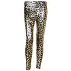 Shiny Leggings women's gold mid waist Leggings Female thin leopard elastic Ankle-Length Leggings fashion sexy club