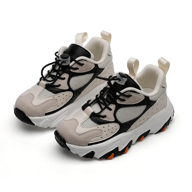 

2021 Spring Kids Girl Boy Shoes Casuals Hook&Loop Striped Round Toe Fashion Neutral Concise Flat Heels All-match Flats Sneakers