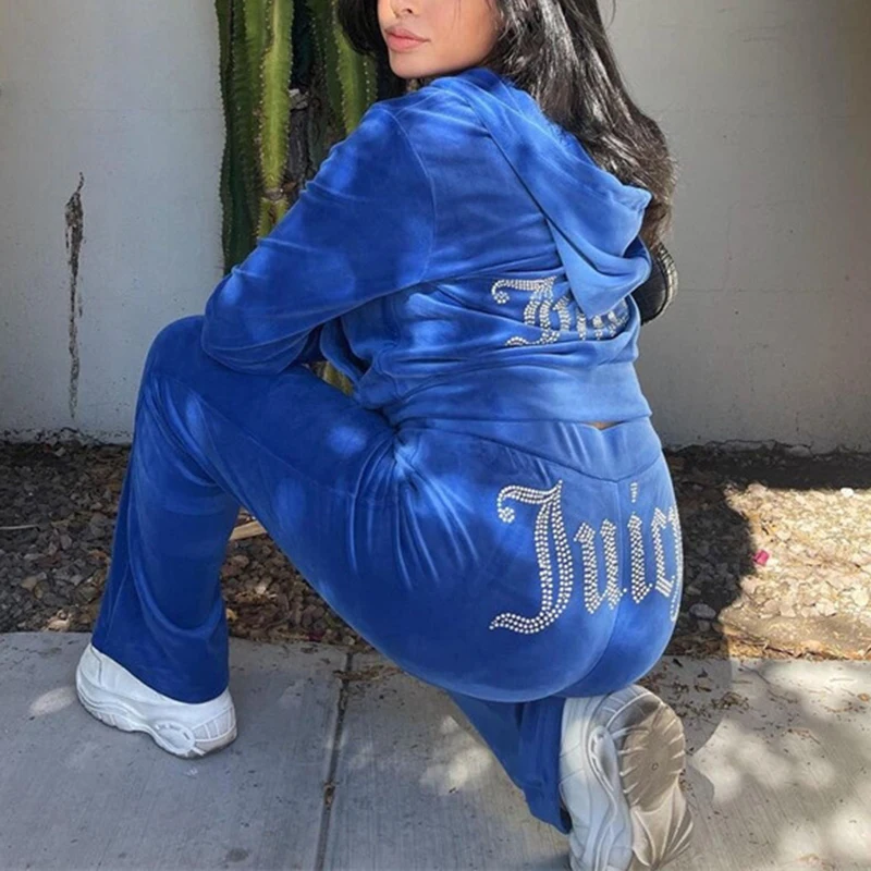 Juicy Tracksuit Women Velvet Coutoure Couture Track Suit Two Piece Set Coture Sweatsuits For Pants Stes |