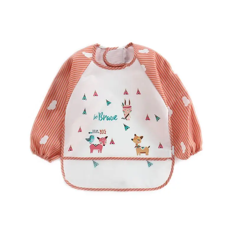 

Baby Boy Bibs Waterproof Long Sleeve Girl Bibs Kids Burp Cloth Feeding Bib with Pocket Child Apron Smock