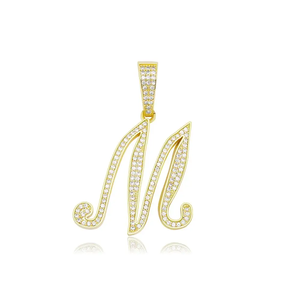 TOPGRILLZ 2020 New A-Z Bigger Size Cursive Letters Name Pendant Iced Out Cubic Zirconia Hip Hop Fashion Charm Jewelry For Gift | Украшения