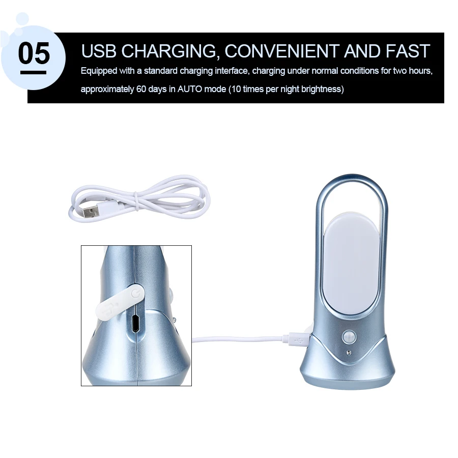 Светодиодный ночник EeeToo с датчиком движения портативный USB зарядкой для