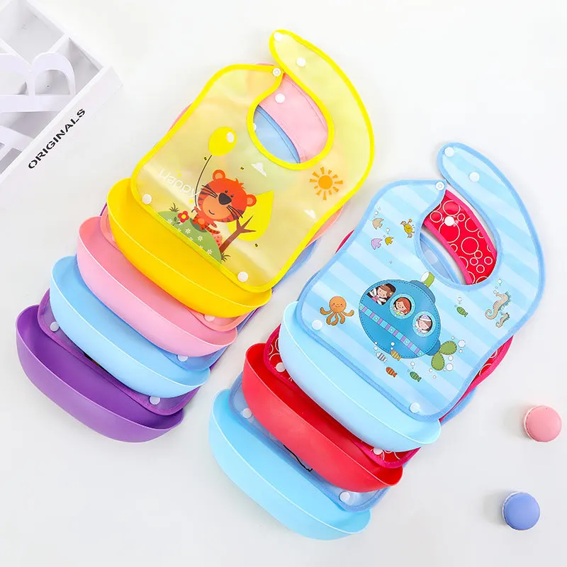 Baberos impermeables EVA para beb&eacute; reci&eacute;n nacido, bufanda de Saliva para alimentaci&oacute;n, f&aacute;cil de limpiar, patr&oacute;n de dibujos animados, tama&ntilde;o ajustable-1