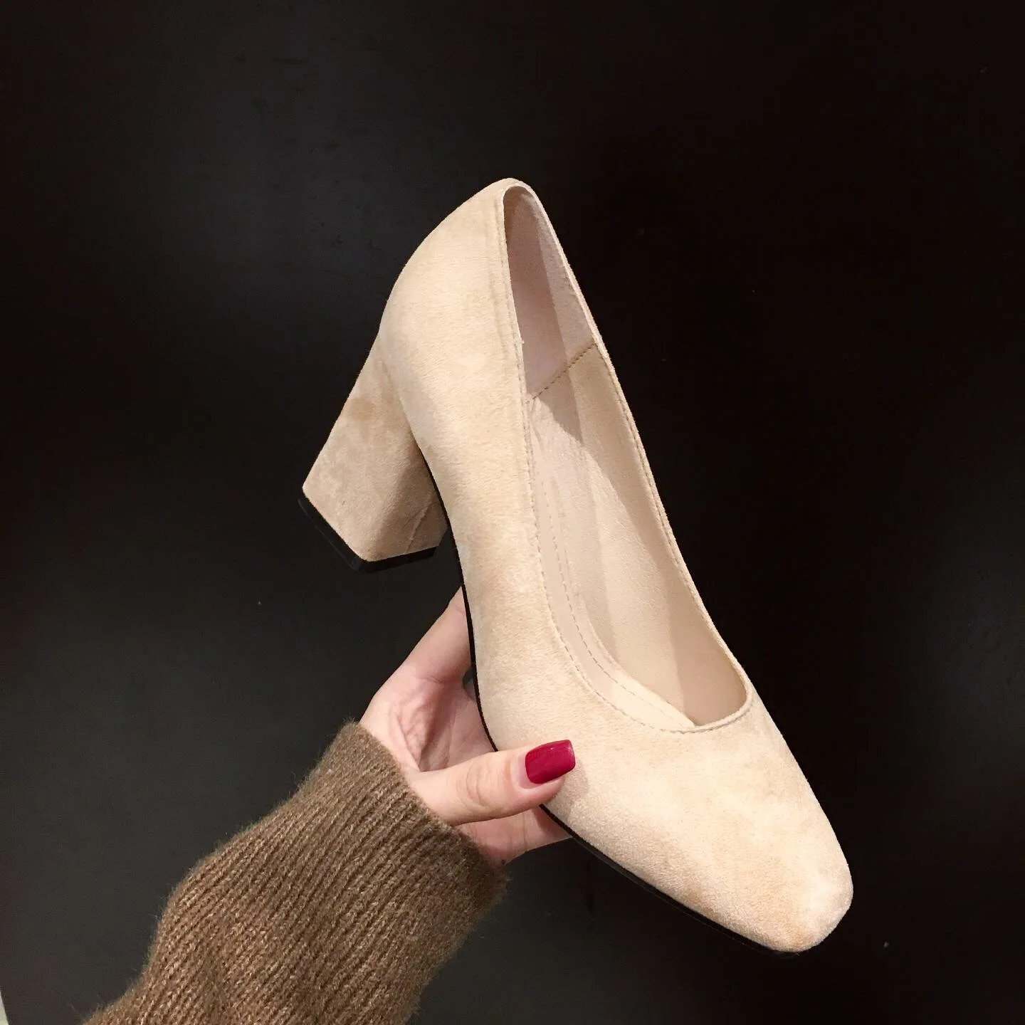 

Women Pumps High Heels Flock Leather Fashion Designer Lady Wedding Dress Women Shoes 2021