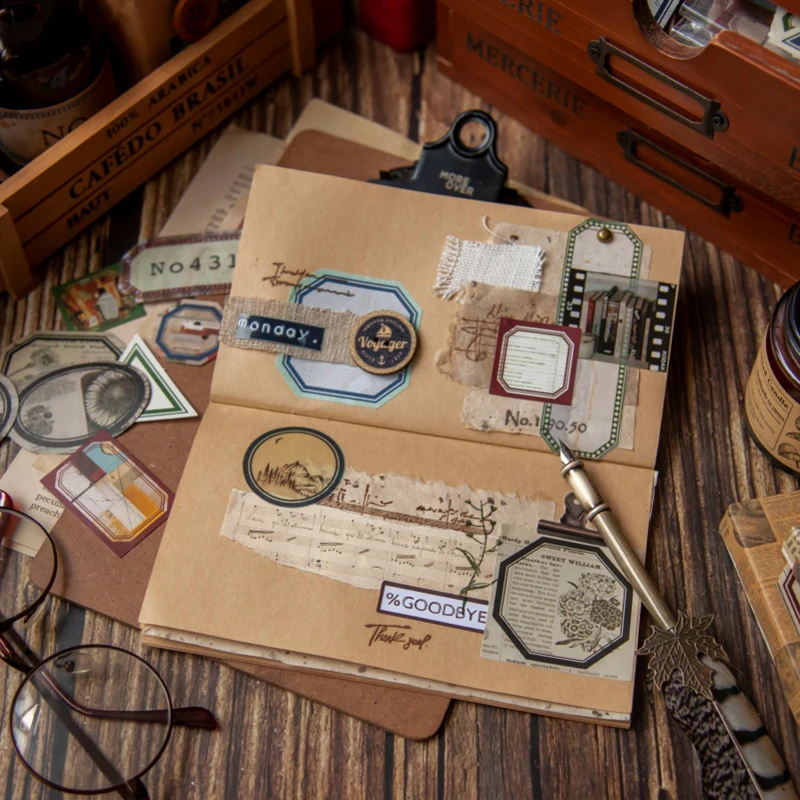 40 шт./пакет винтажные антикварные наклейки с рамкой бумажные для