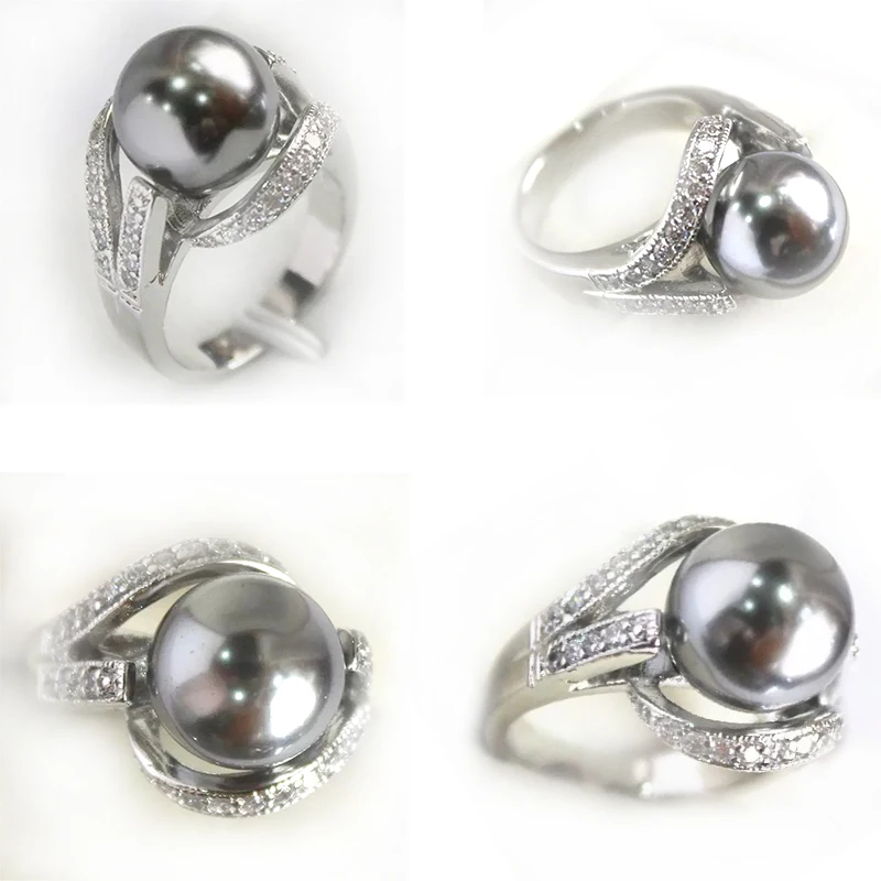 Новый стиль серые 12 мм бусины серебристого цвета инкрустация CZ южноморская