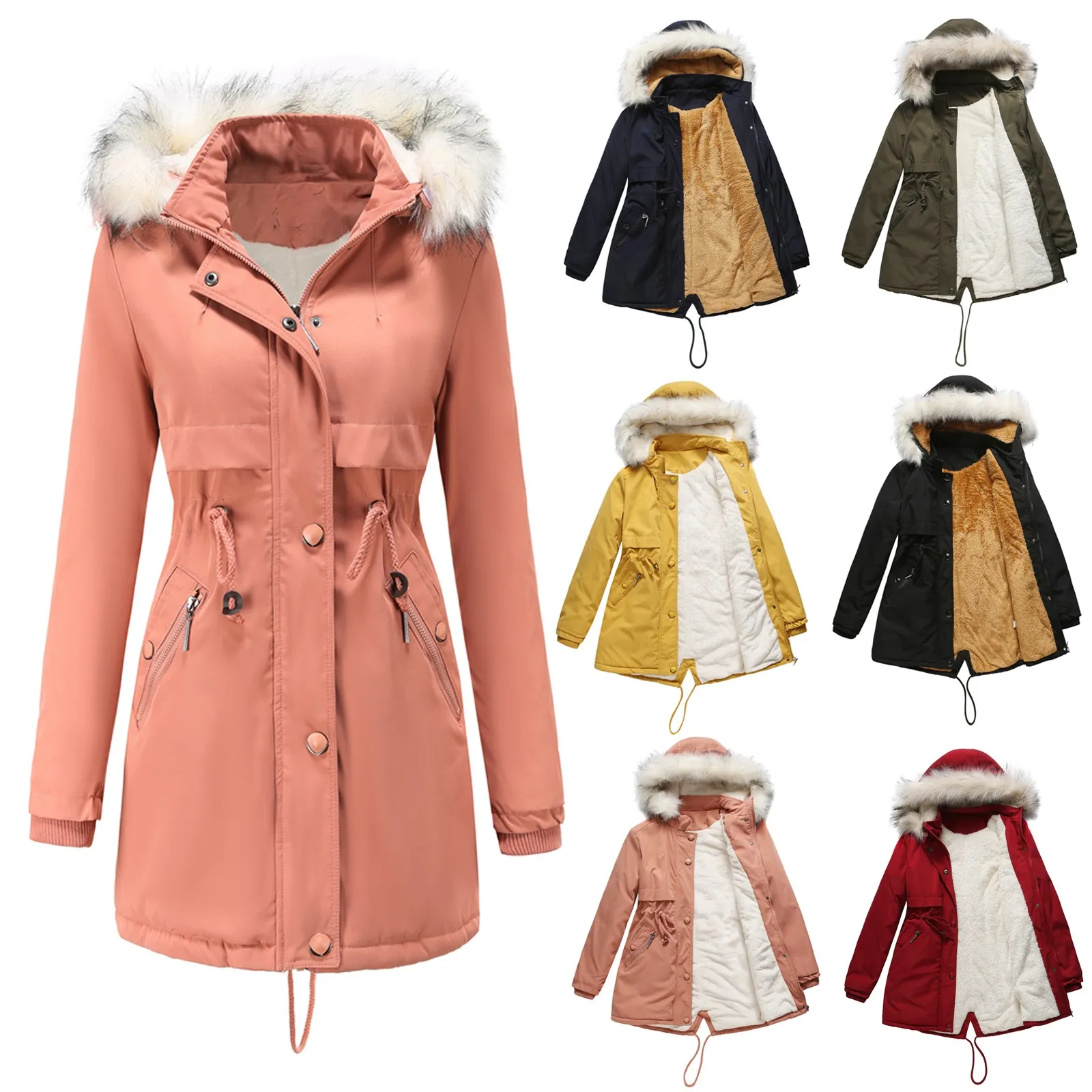 Зимняя женская куртка теплая свободная повседневная с капюшоном верхняя одежда