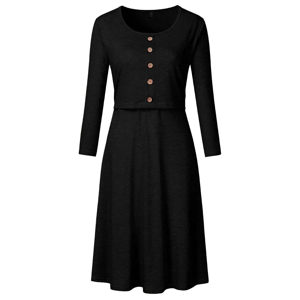 

Maternity Dresses Vestidos Button For Nursing Sleepwear Pregnancy Dress For Pregnant Women Clothes Winter Feeding Dress 19Nov