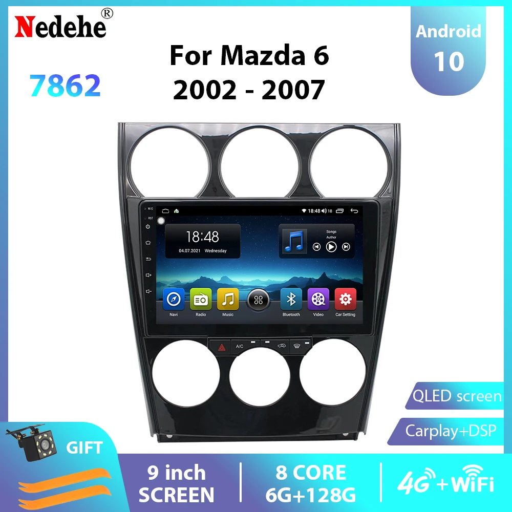 

6G+128G Carplay Car Radio Android 10 Multimedia Video Player Auto Stereo For Mazda 6 2002 2003 2004 2005 2006 2007 GPS Head Unit