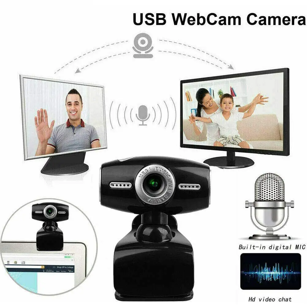 

2021 New 480P HD Camera Webcam With Mic Rotatable PC Camera Computer USB Laptop Camera Mini Video For PC Desktop Desktop We V3C7