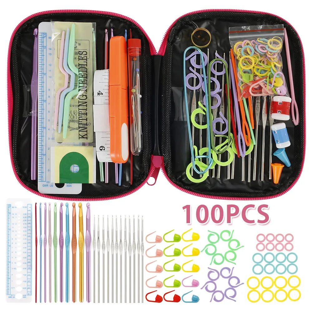 100 шт DIY 22 вязальные крючки разных размеров иголки швы вязание ремесло чехол набор
