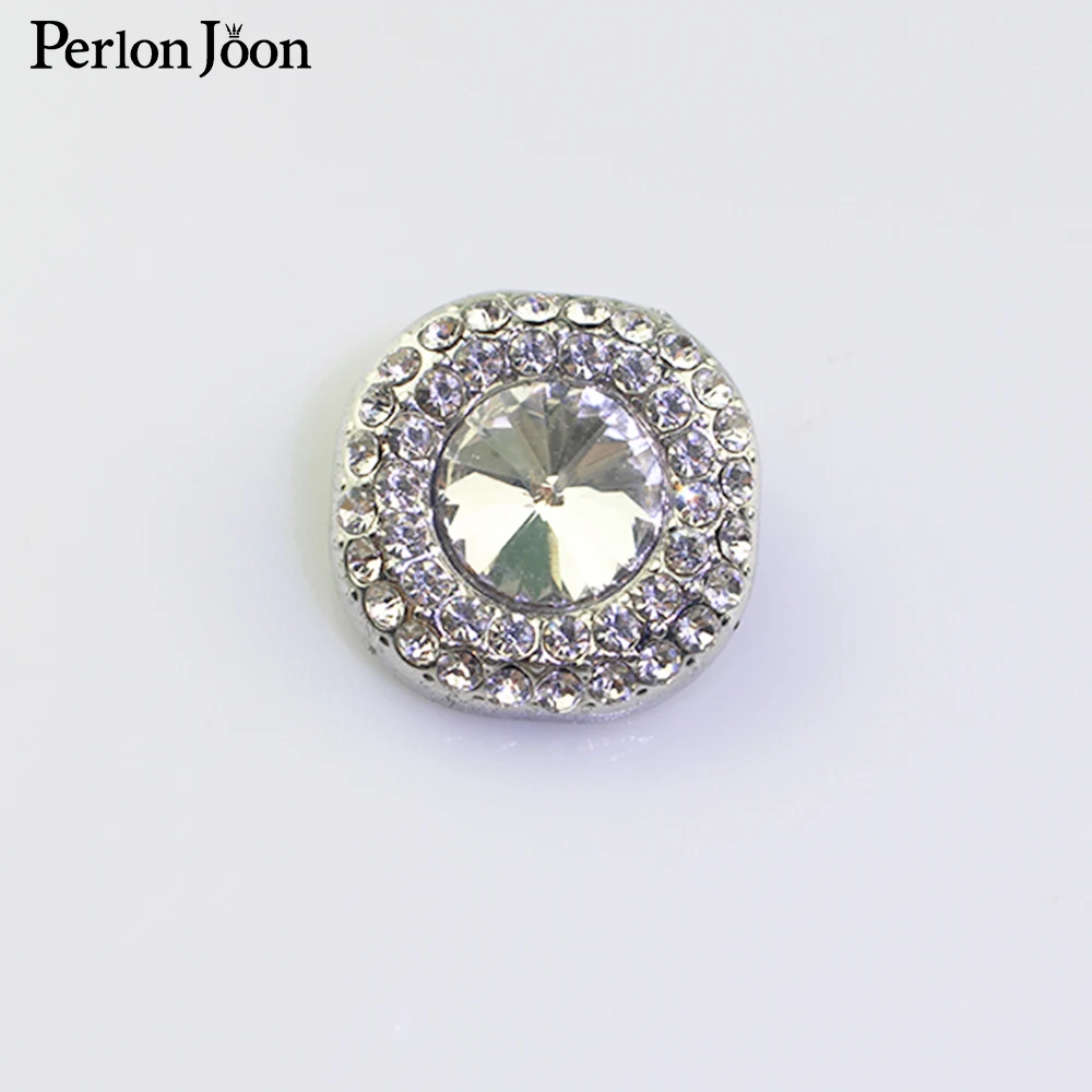 10 шт. 23 мм высококачественные серебряные металлические пуговицы Стразы с