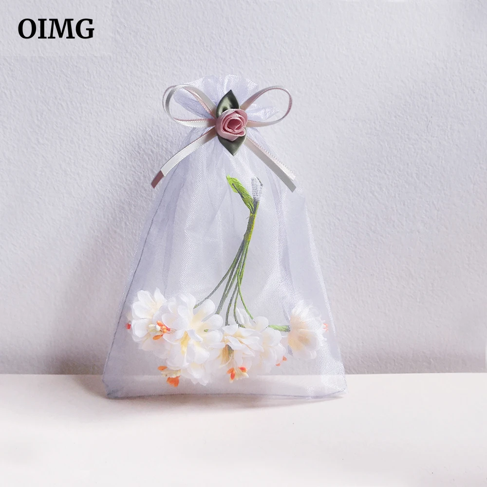 

9x12 Organza Bags with Fur Butterfly Knot Jewelry Packaging Gift Candy Favors Pouches Drawable Bags Present Sweets Pouches 1pcs