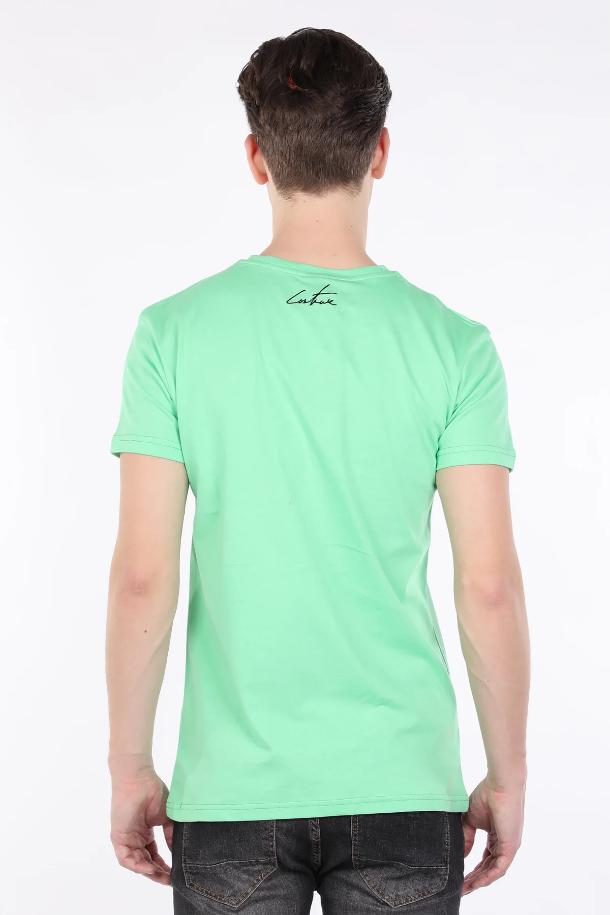 

Mens Neon Green Couture Printed Crew Neck T-shirt