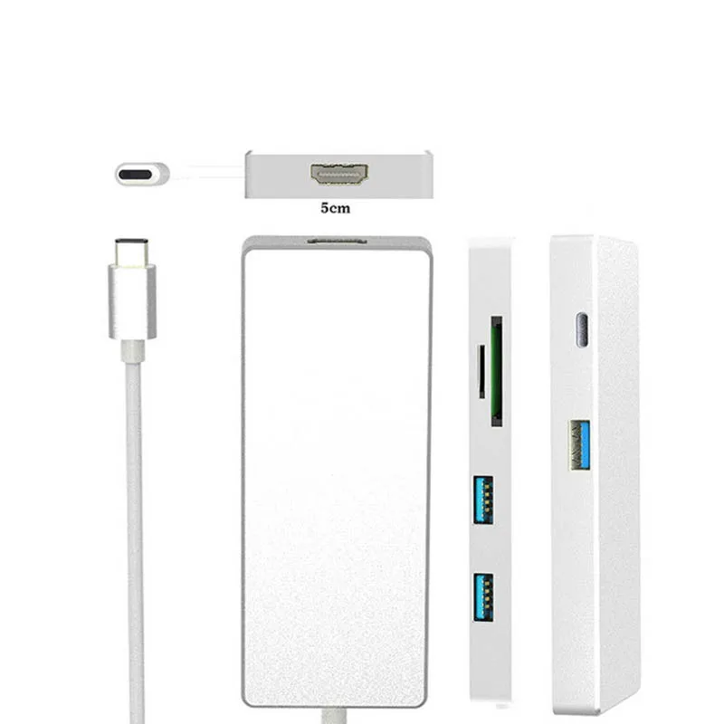 Многофункциональный 4K Ultra HD видеовыход 3 порта USB 0 концентратор Type C к HDMI TF SD