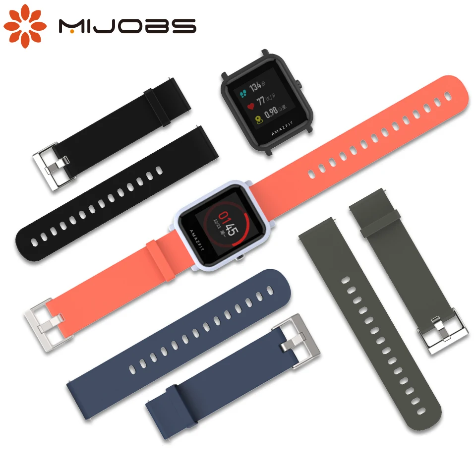 Mijobs для xiaomi huami Amazfit Bip Bit PACE Lite 20 мм силиконовый ремешок защитный чехол Correa браслет пластиковый корпус ПК Бампер
