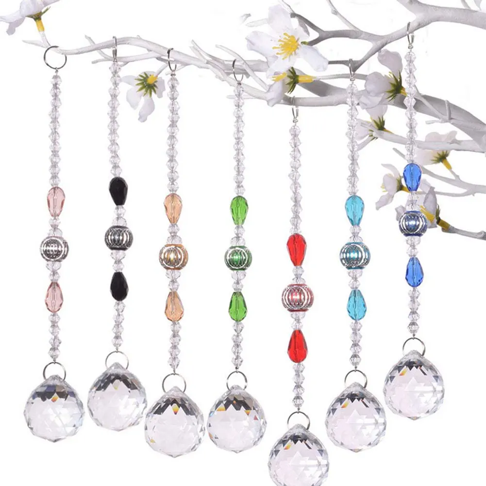 

12PCS Crystal Ball Prism Suncatcher Chandelier Hanging DIY Pendant Decoration For Garden Window Feng Shui Clear 20/30mm Faceted