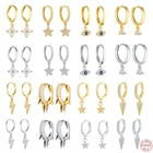 Женские серьги-кольца из серебра 925 пробы с фианитами