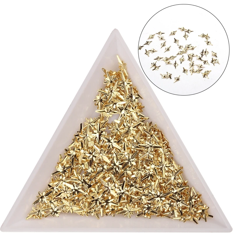 

100pcs/lot Gold Zinc Alloy Metal Small Stars UV Gel Art Decoration Set Beads For DIY UV Charms Jewelry Accessories