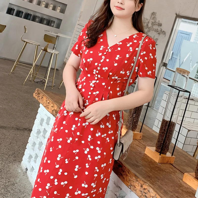 2021 Абая длинные весенние женские вишни платья большого размера плюс модная