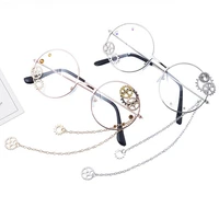 punk style unisex round circle hollow gear chain spectacles eyeglasses frame