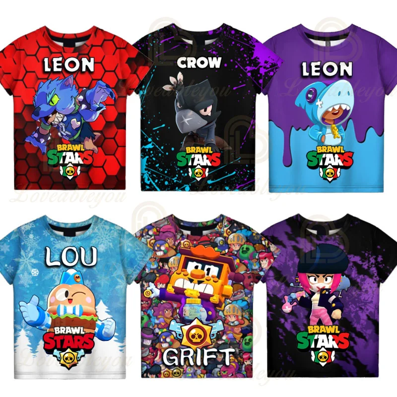 

Shooter Shark Leon Stars T-shirt Children's Wear Kids 3d Shirts Sandy MAX Girls Tops T-shirts Teen Clothes Boys Birthday Gift