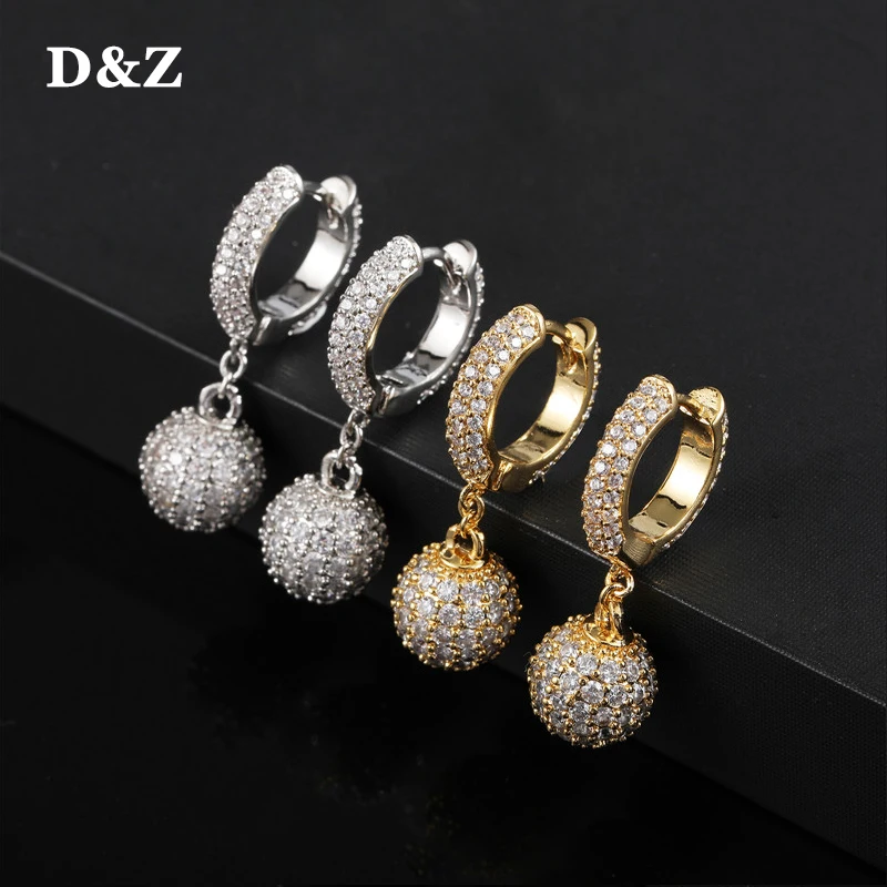 Серьги-подвески D &amp Z с круглыми шариками серьги микрозакрепкой из Кубического
