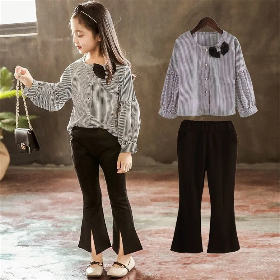 2020 для маленьких девочек Комплекты одежды в клетку с длинными рукавами футболки +