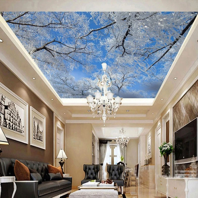 Пользовательское 3D фото HD Зимнее небо лед снег дерево Пейзаж Фон самоклеящиеся