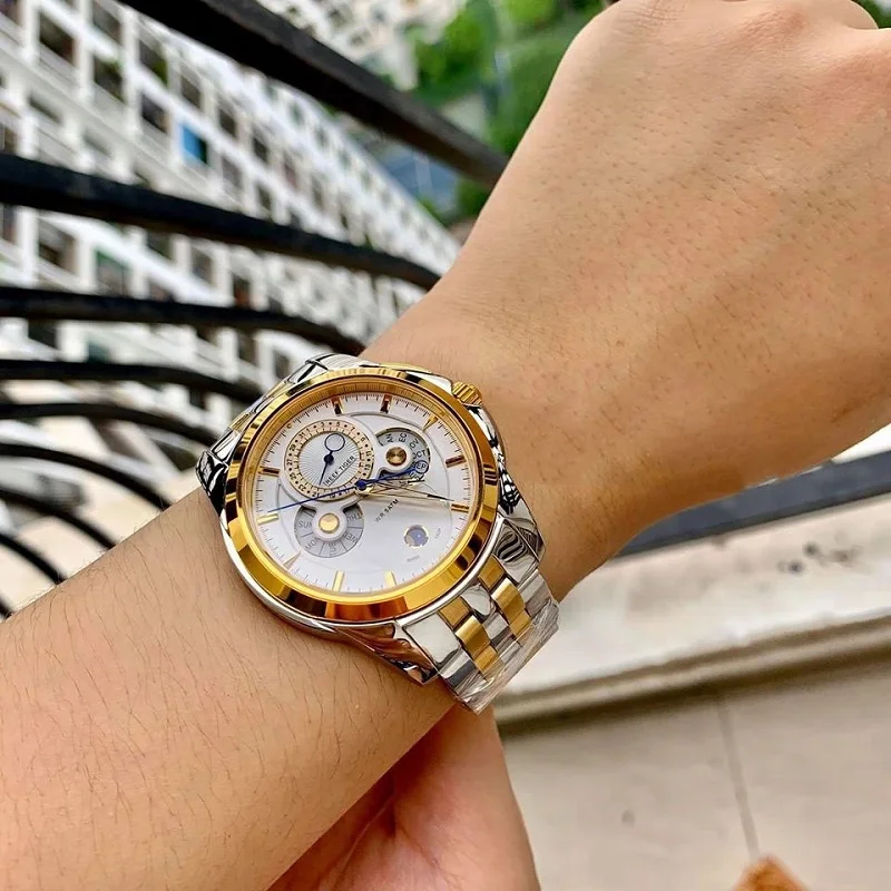 Часы мужские кварцевые с хронографом нержавеющая сталь сапфир|Мужские