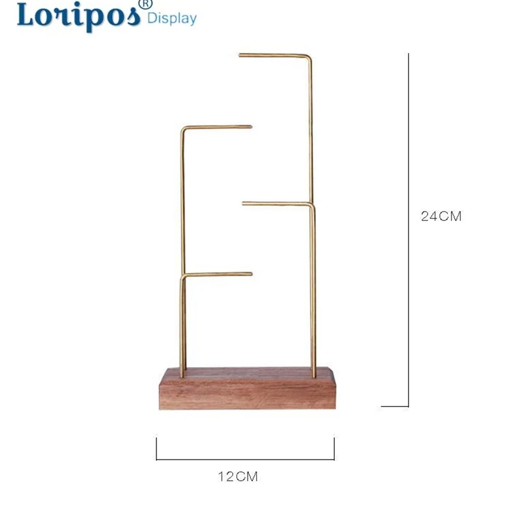 Showcase Wood Black Walnut Metal Pole Necklace Rack Table Jewelry Display Props Earring Hook Stand Earrings Ear Nail Holder | Дом и сад