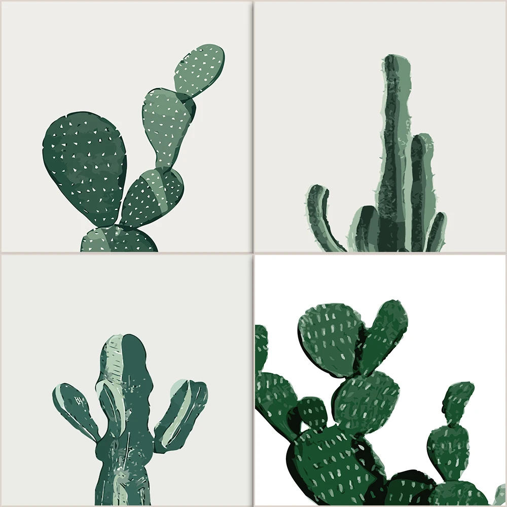 Простая краска кактус по номерам художественная ing ручная ed зеленые растения