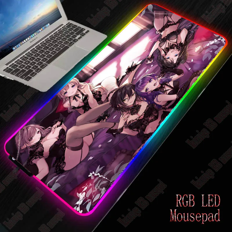 XGZ аниме Сексуальный игровой большой коврик для мыши RGB компьютерный геймерский