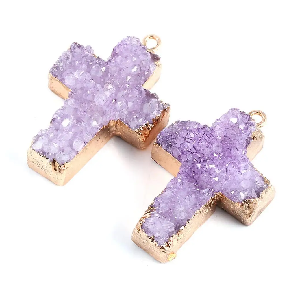 Модное ожерелье с подвеской LE SKY из натурального камня крестом золотистого агата