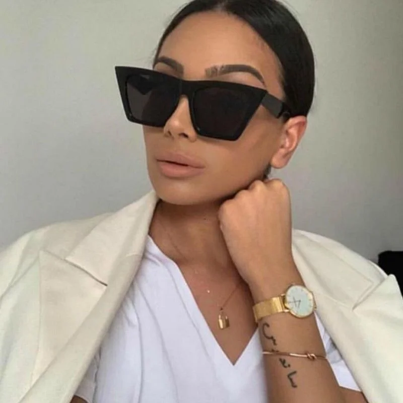 

LONSY Fashion Black Sexy Cat Eye Sunglasses Women Vintage Classic Square Sun Glasses Female Oculos De Sol Feminino UV400