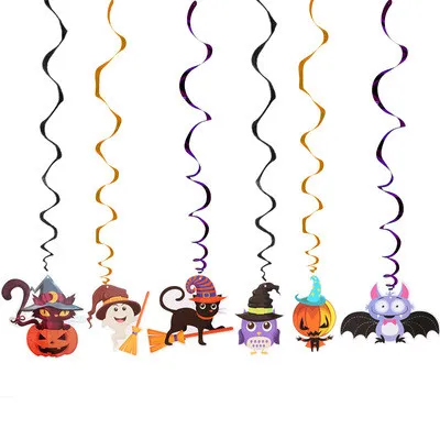 

Halloween Spiral Ornaments Kawaii Spiral Ceiling Decorations Festival Home Decor Pumpkin Ghost Cartoon Charme Hanging Pendants A