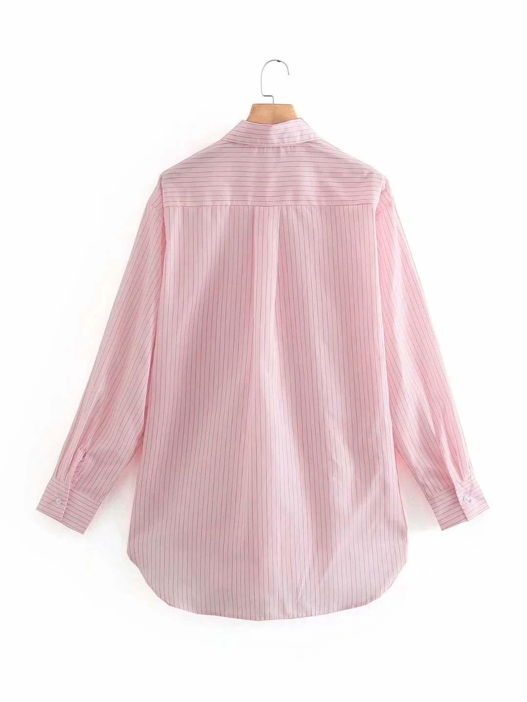

Spring Summer Loose Pink Stripe Shirt Vintage Plus Size Women 2021 Blouse Shirt