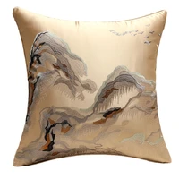modern chinese style classical ink embroidery removable and washable sofa bedside pillow covers patio cushions