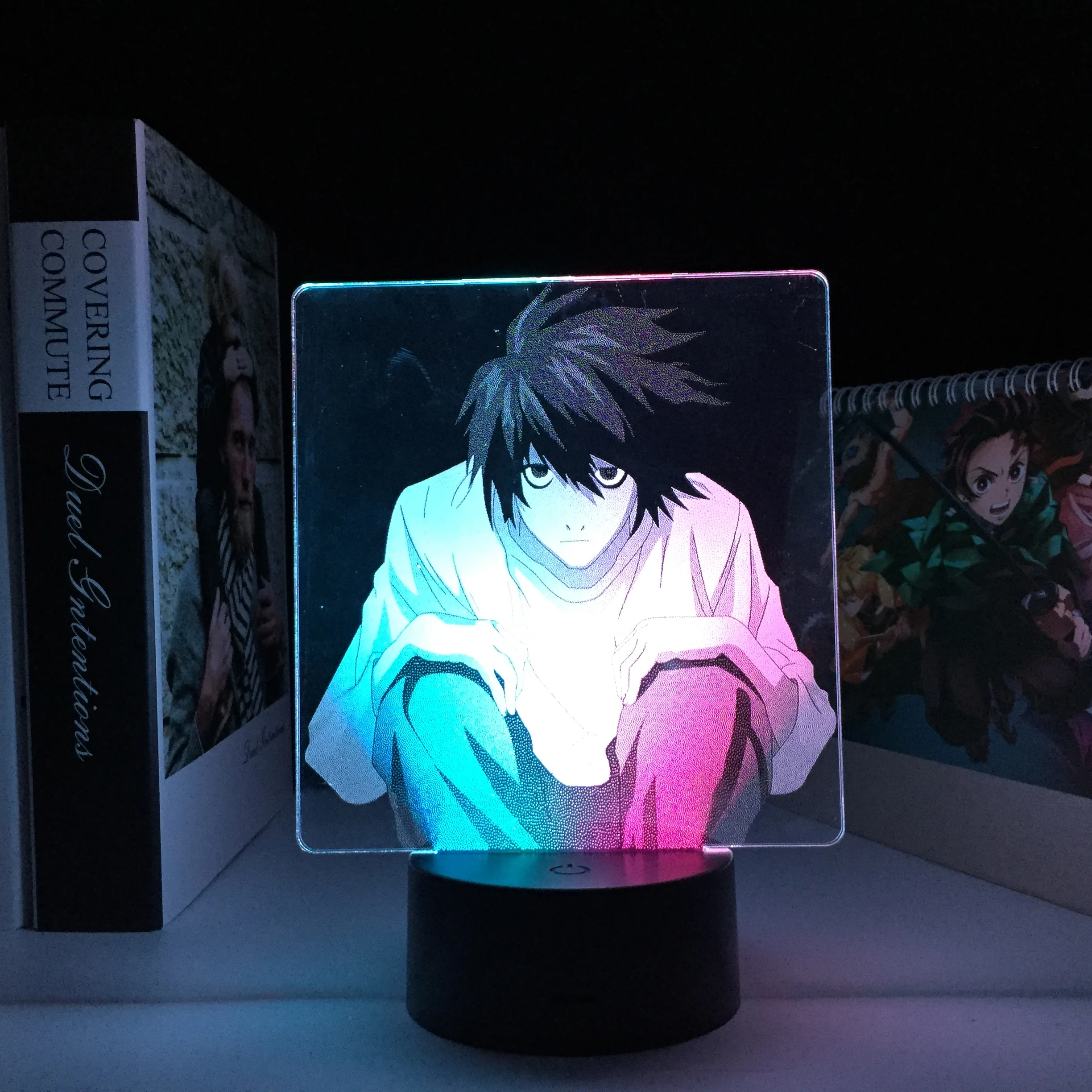 

Светодиодный ночник аниме DEATH NOTE L · Lawliet для детей, подарок на день рождения, декоративный светильник для спальни, двухцветная Цветная Акрил...