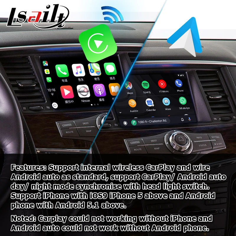 Система GPS навигации Lsailt Android для Infiniti QX80 / QX56 Y62 2012 2017 с G Q70 QX50 QX60 QX70 и др. youtube waze|gps