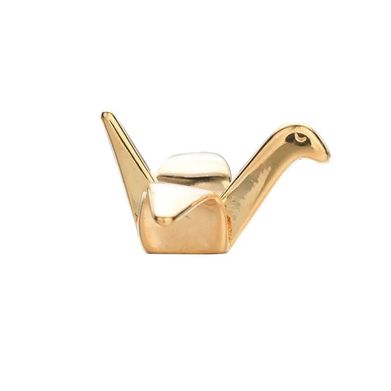 

6PCS 24K Gold Color Plated Brass Origami Birds Charms Papercranes Perforation Pendants High Quality Diy Jewelry Accessories