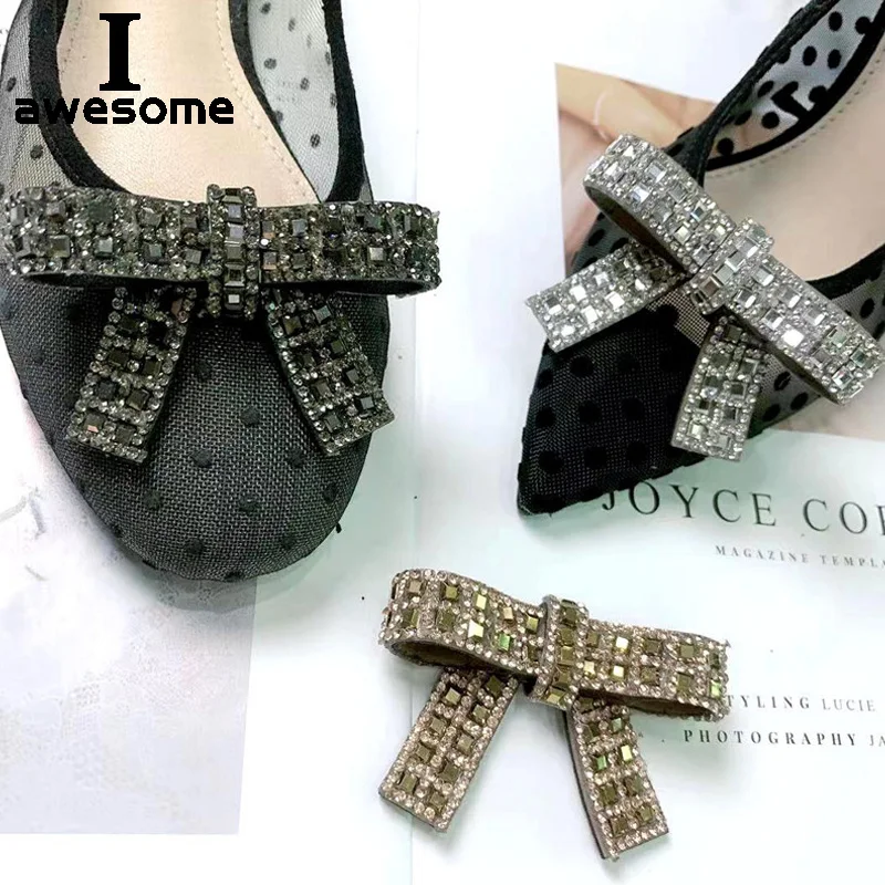 

New Rhinestone Bow bow-knot Crystal Bridal Wedding Party Shoes Accessories For high Heels Flats Slipper Shoe Decorations flower