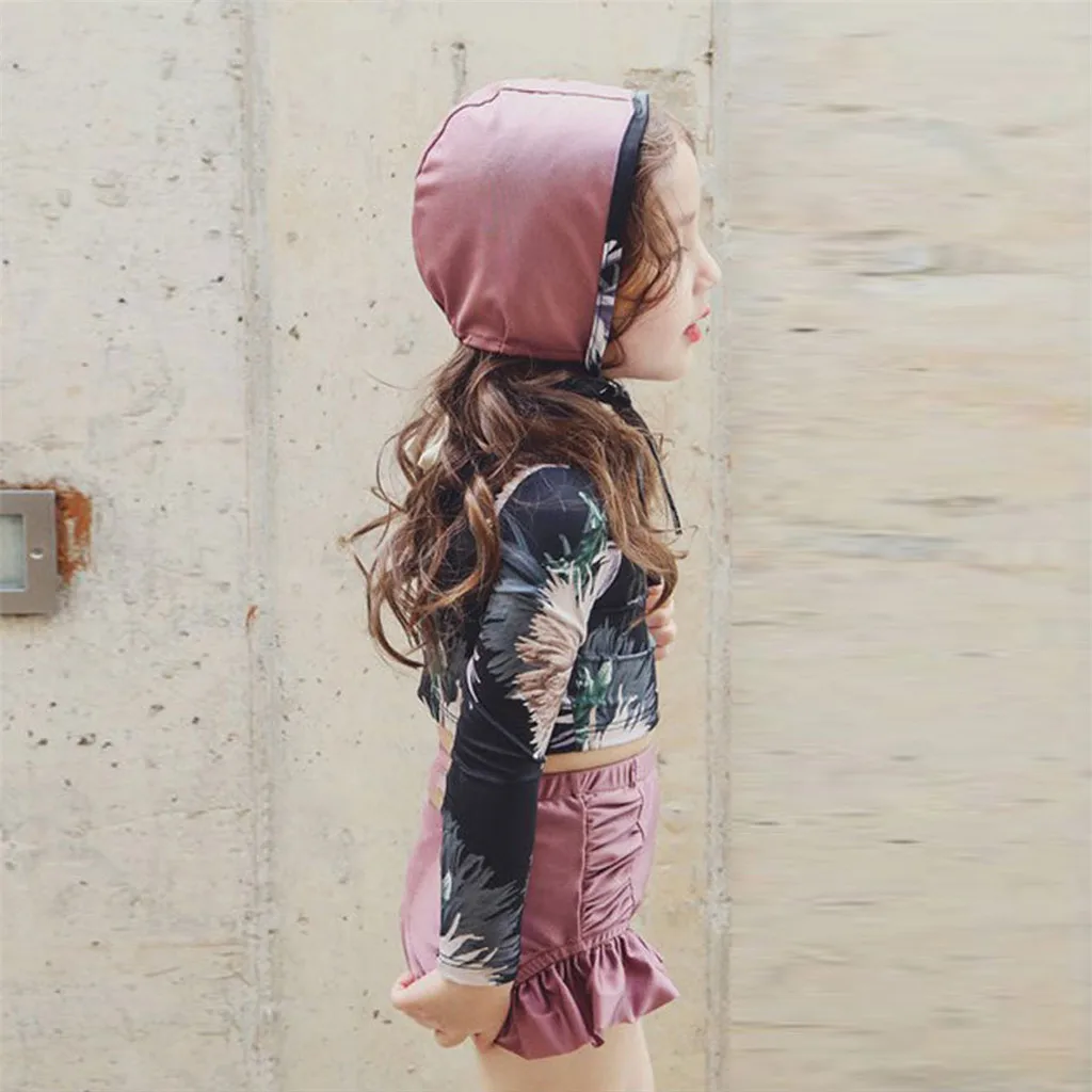 Летний комплект бикини для маленьких девочек Раздельный купальник 2020 с длинным