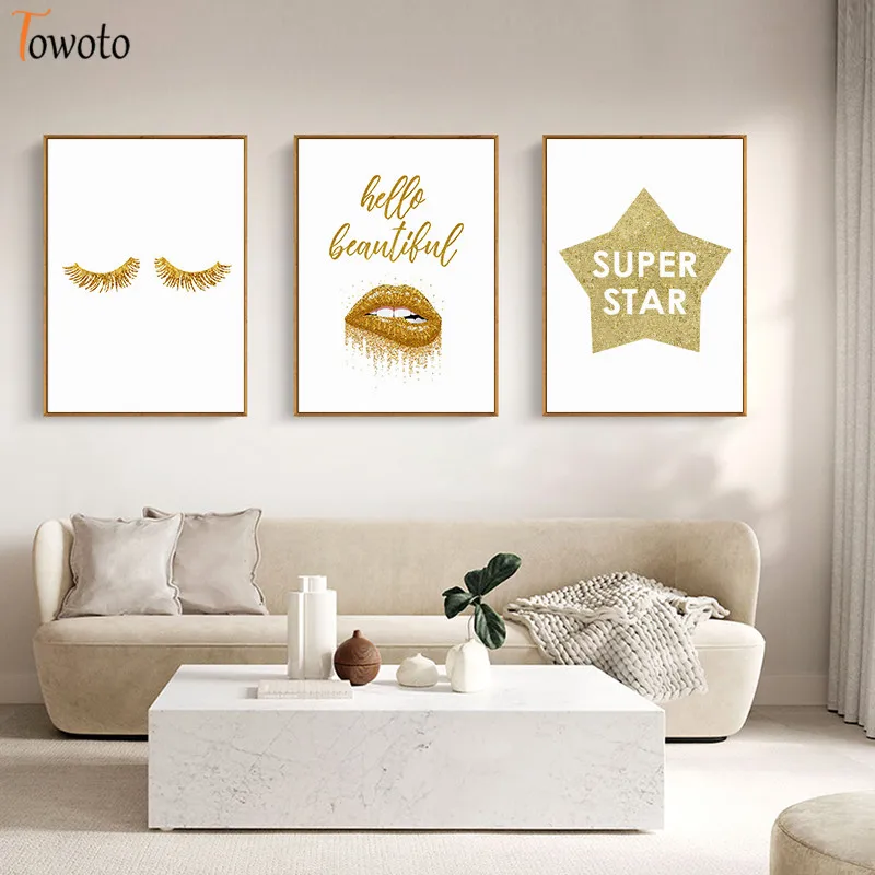 Золото средства ухода за губами ресниц принтами детская Цитата плакат