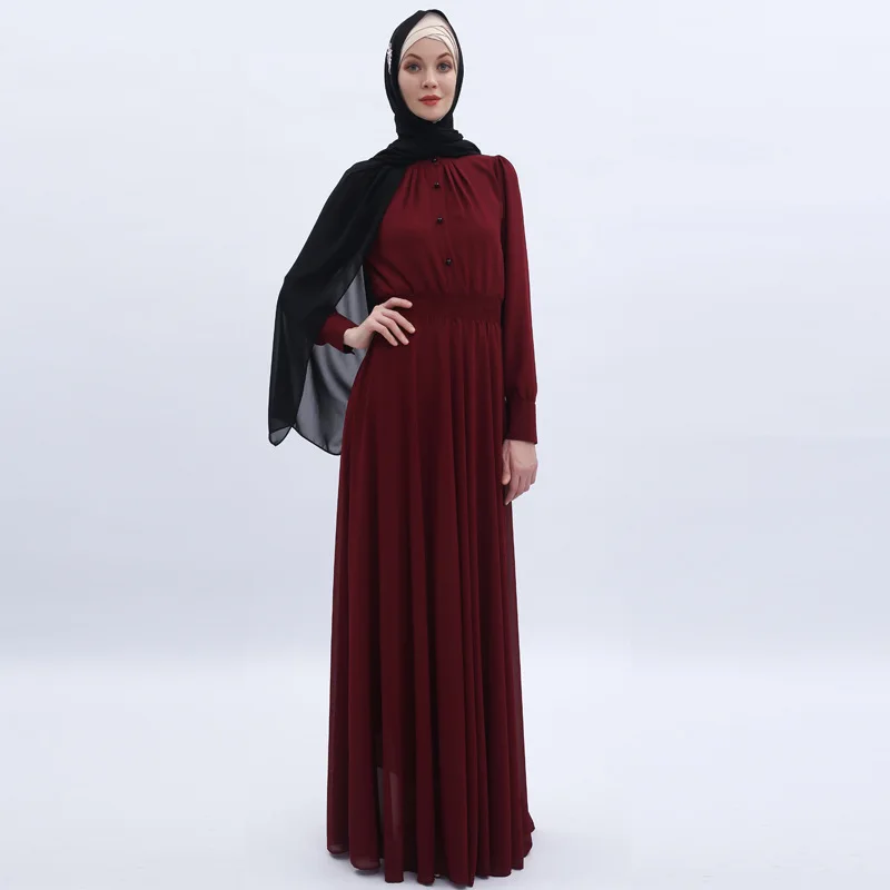 Осенне зимняя одежда мусульманское шифоновое платье макси женское длинное