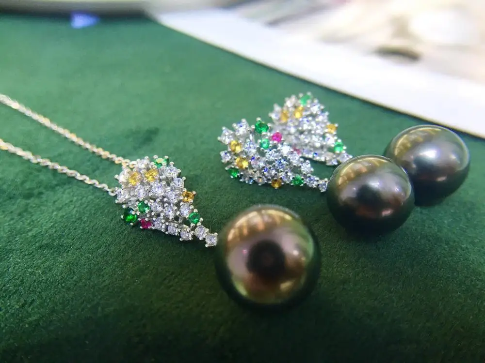 

Colorful 925 Sterling Silver Pendant Earrings Set Base Mounts Findings Beautiful Jewelry Set Parts Fittings Women's Accessories