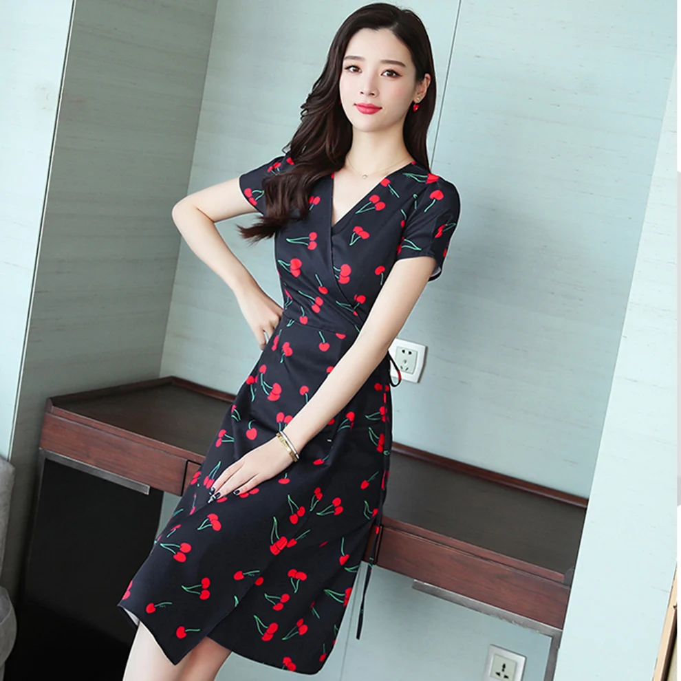 2021 в винтажном стиле Модель размера плюс пляжное платье миди Корейском Сезон