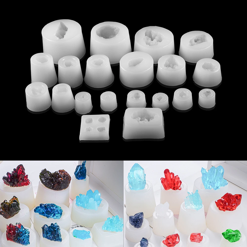 

Transparent Various Shapes Spar Ore Crystal Cluster Silicone Molds Large Size Stone Resin Epoxy Mold For DIY Jewelry Making